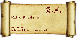 Rikk Arzén névjegykártya